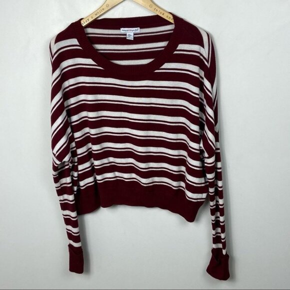 Wearing Heart On Your Sleeve Striped Raglan Sweater Red Size Medium Long Sleeves - Picture 9 of 9